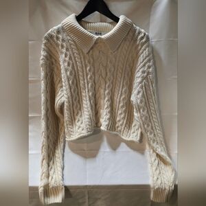 525 America Cable-Knit Collared Sweater